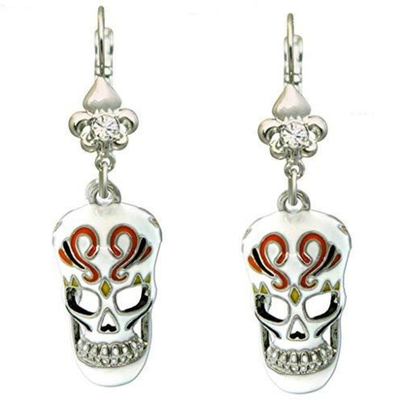 Skull Dangles Halloween Skeleton Earrings - Picture 4 of 8